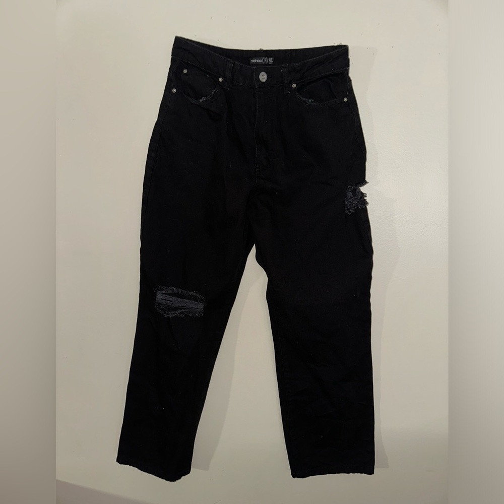 BOOHOO Black Flared Destroyed Jeans
